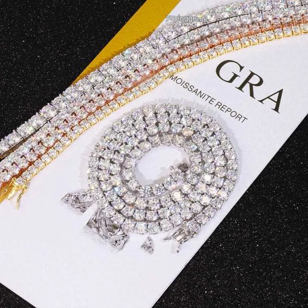 

tennis chain/bracelet 2mm-5mm width 925 sterling silver necklace d color moissanite tennis link chain necklace