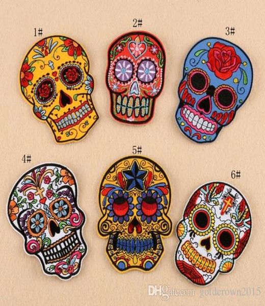 

8p-21 multicolor 3d embroidered iron on patch christmas party applique cartoon patches skull sew on patch for garment accessories2307218, Black