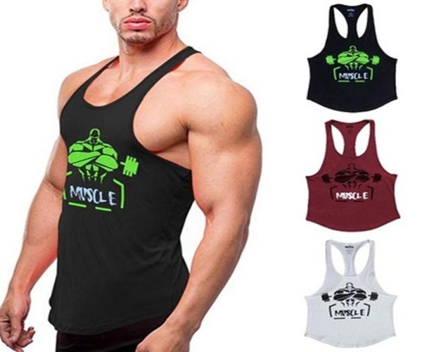

muscle fitness tank men bodybuilding clothing workout for man printed cotton sleeveless casual vests stringer singlets matphxb9445020, White;black