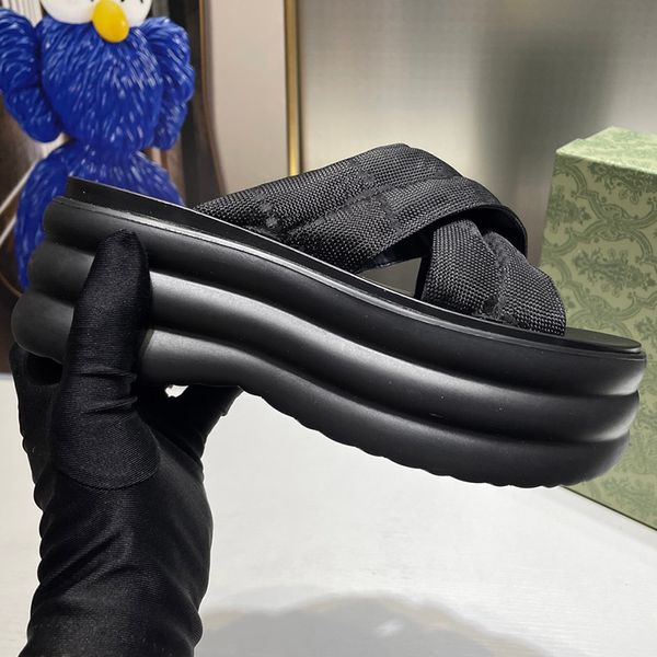 

italy platform sandal famous designer woman designer slide heel 8cm size 35-40 model gf03, Black