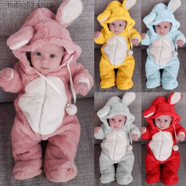 

jumpsuits boys and girls children's spring autumn winter easter long sleeved rabbit hooded bodysuit feet romper children's clothin, Blue