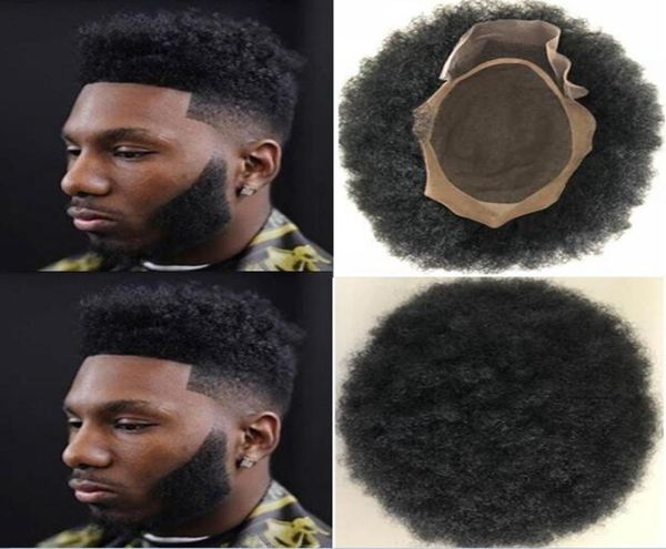 

men hair wig hairpieces afro hair toupee lace front with mono npu toupee jet black indain virgin human hair replacement for black 2183838