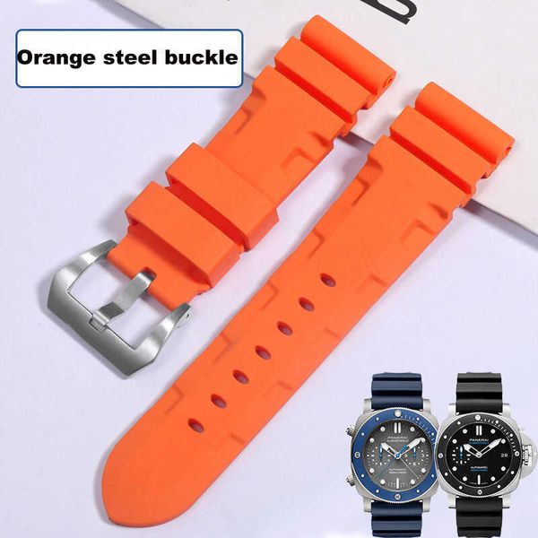 

rubber strap for panerai 441 111 strap men's waterproof silicone bracelet watch accessories 22mm 24mm, Black;brown