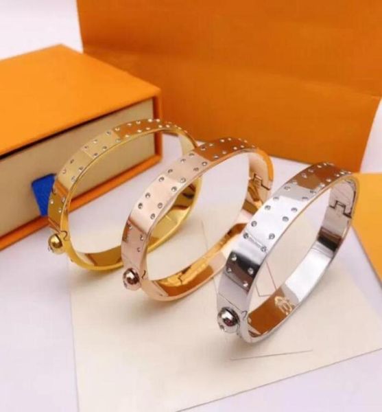 

designer jewelry bangle rose gold silver stainless steel luxury simple cross pattern buckle love jewelry women mens bracelets3198011, Black
