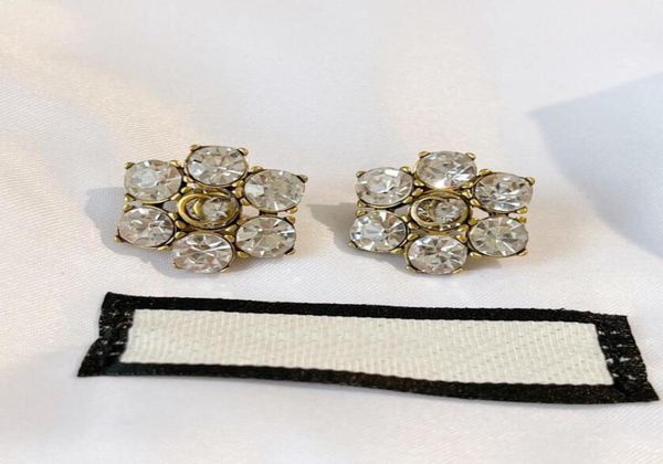 

fashion designer crystal rhinestone earrings ear stud aretes have stamps brass material women wedding party jewelry4881957, Golden;silver
