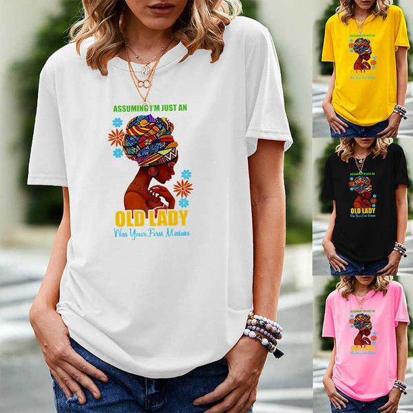

assuming i' just an black feminist print short sleeve t-shirt, White