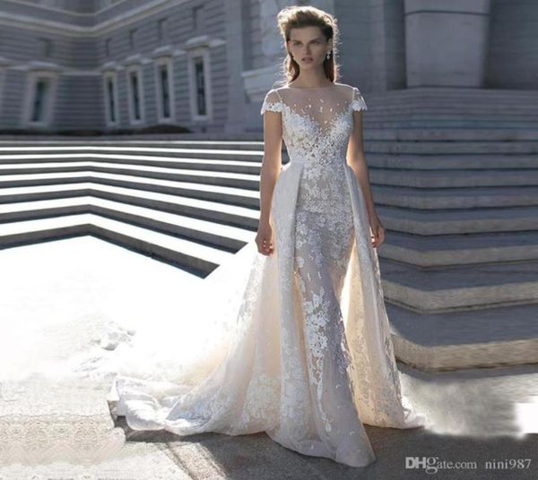 

lihi hod wedding dresses 2018 two pieces sweetheart sleeveless low back pearls beading lace chiffon beach boho bohemian wedding go6471162, White