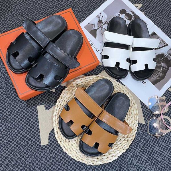

chypre designer slippers women leather sandals men ladies flip flops summer beach flat slippers s with box, Black