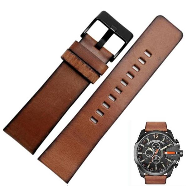 

watch bands retro genuine leather watchband for dz4343 dz4323 dz7406 strap vintage italian 22mm 24mm 26mm men bracelet5904216, Black;brown