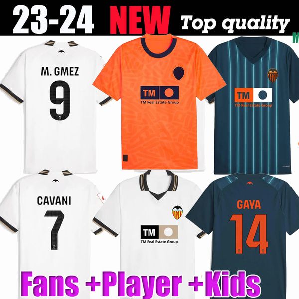 

23 24 camisetas valencia soccer jerseys kids kit futbol 2023 2024 cf football shirt training vcf home away player version cavani ilaix morib, Black;yellow