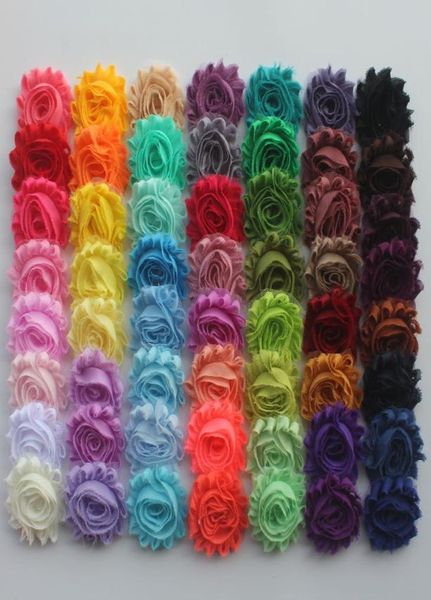 

100pcs 25quot chiffon shabby flowers for baby hair accessoriesshabby chiffon flower for girls headbandshair clip flowers4604695, Slivery;white