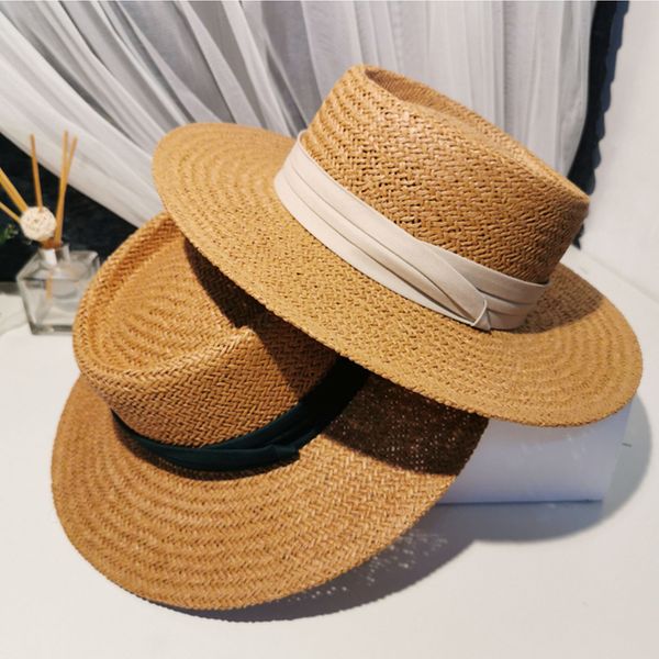 

fashion designer wide brim hat bucket hats woven wide-brimmed hat sun protection hat summer women solid color fitted wide cap outdoor flat-v, Blue;gray