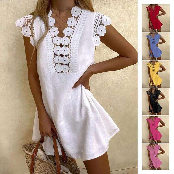 

ms tongs pure color washed wrinkle lacy summer cool dress, Black;gray
