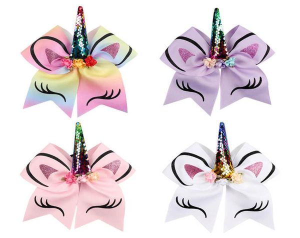 

girls hair accessories pins bb clip barrettes clips headbands childrens 7 inch unicorn bronzing flip sequins dovetail bow bands e26971404, Slivery;white