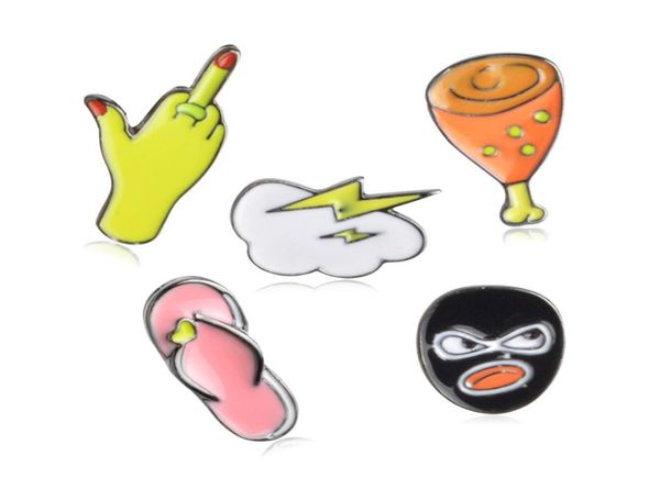 

cute cartoon slipper cloud mask metal kawaii enamel pin badge buttons brooch shirt denim jacket bag decorative brooches for women 1180923, Gray