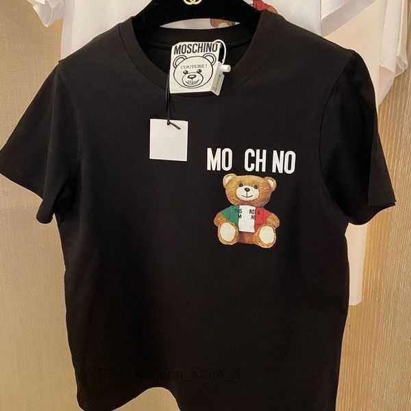 

summer designer womens moschino t shirts italian luxury brands tees cartoon bear stamp loose cotton round neck for outdoor leisure clothing, White
