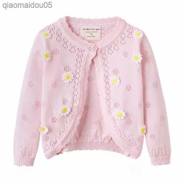 

cotton baby girls sweater cardigan pink daisy flower baby jacket outerwear sweet outerwear toddler infant clothes 205043 l230712, Blue;gray