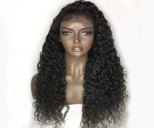 

diva1 180 density water wave natural human hair wig pre plucked 360 lace frontal wet wavy peruvian virgin3393273, Black;brown