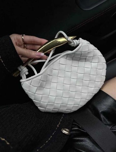 

designer sardine bag handbag 2023 new genuine leather woven metal dumpling one shoulder crossbody small fbgi