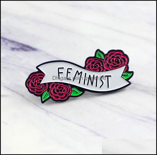 

pins brooches jewelry quotfeministquot flowers logo special enamel cartoon brooch creative letter lapels denim badges gifts fo8517973, Gray