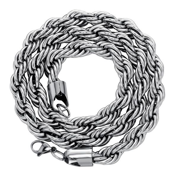 

color never fade 10mm 18/22inch stainless steel twisted rope chain necklace for men women fashion jewelry gift, Silver