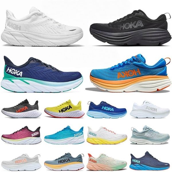 

hoka clifton 8 running shoes runner hokas one sneakers triple black people men women designer trainers lifestyle shock absorption