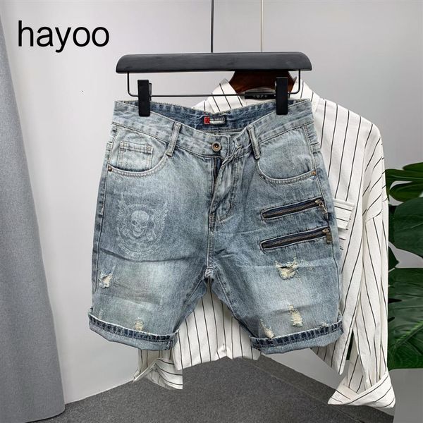 

mens jeans high street ripped denim shorts mens design sense zipper stitching slim summer 230720, Blue