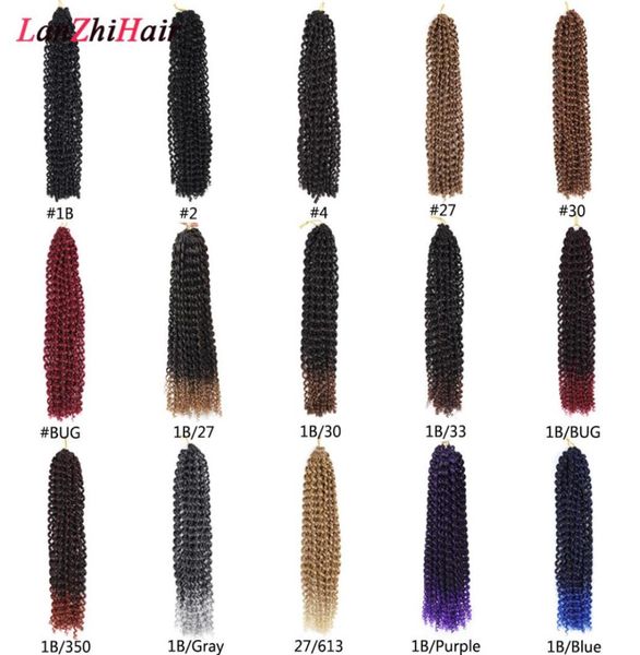 

lanzhi 16 inch passion hair ombre blonde water wave 80gpc bohemian braid crochet braiding synthetic hair extensions lz06q2632948, Black