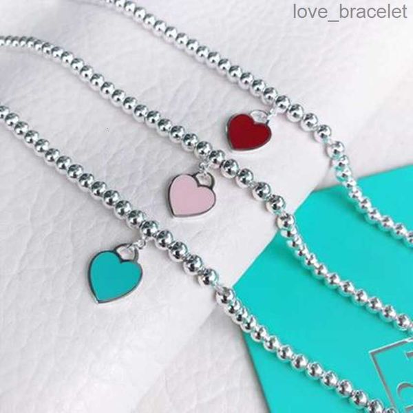 

s925 plated sterling silver beaded bracelet sweet love designer women's enamel red love t family bracelet red buddha beads silver red h, Black