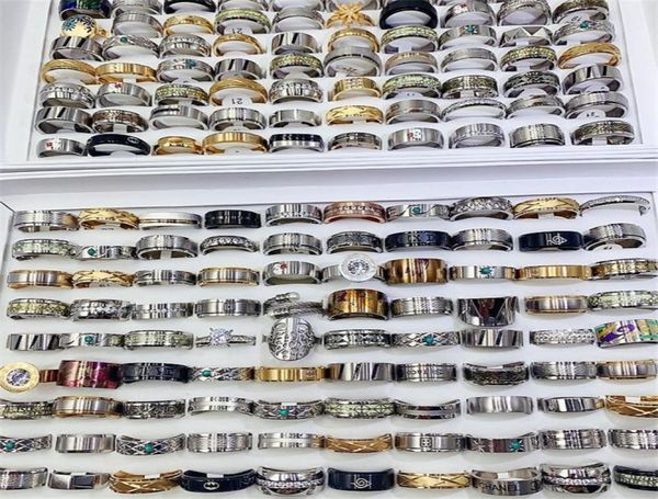 

fashion exaggeration titanium steel ring versatile men039s and women039s stainless steel ring hand ornament mixed batch simp7356789, Golden;silver