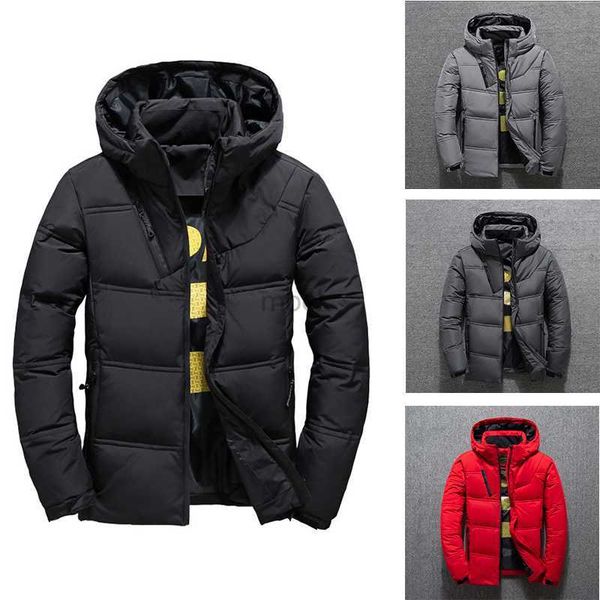 

men's down parkas 2023 winter men's down coat hooded thicked keep warm outdoor men coat windproof men's white duck down jacke, Black