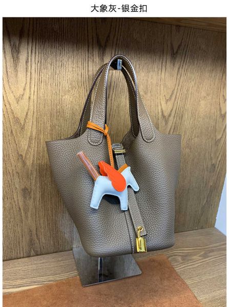

original luxury picotin lock bag manual fully semi vegetable basket bag hand sewn wax thread tc raw leather cow held women's bucket 5j8