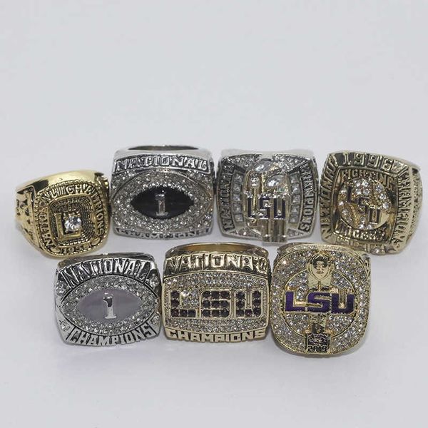 

7 ring set louisiana university alliance ncaa lsu champion ring, Golden;silver