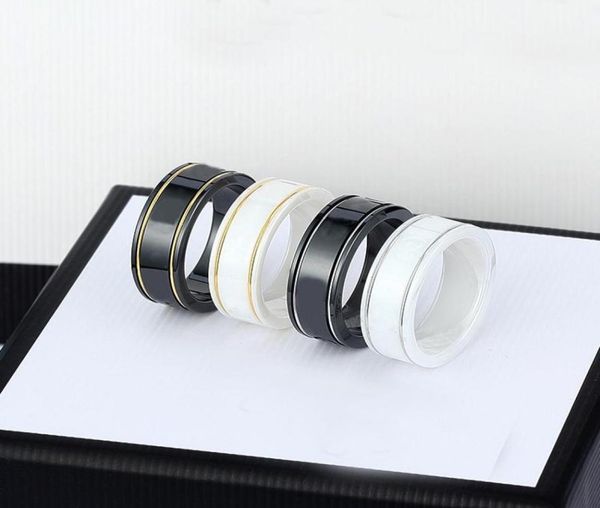 

ceramic band rings black white for women men jewelry gold silver ring 4 colors8052044