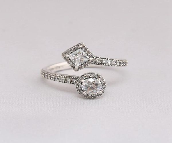 

authentic 925 sterling silver rings abstract elegance, clear cz fits european style jewelry 191031cz8697987