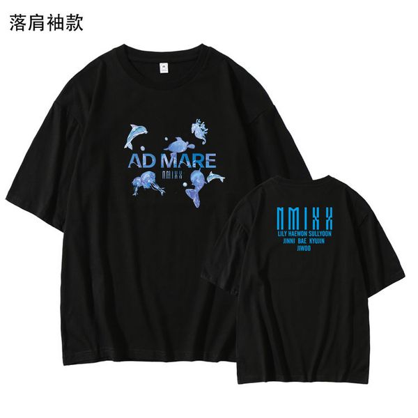 

mens tshirts nmixx kpop style tshirt 100% cotton oneck womens short sleeve fashion casual 230720, White;black