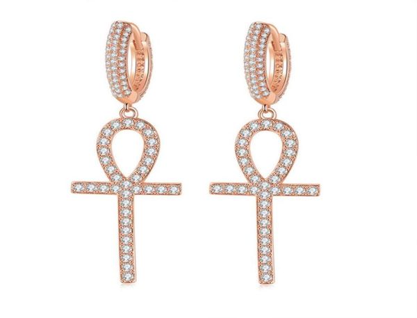 

men women earrings gold silver color bling cz cubic zircon cross earrings nice gift for friend4853109, Golden;silver