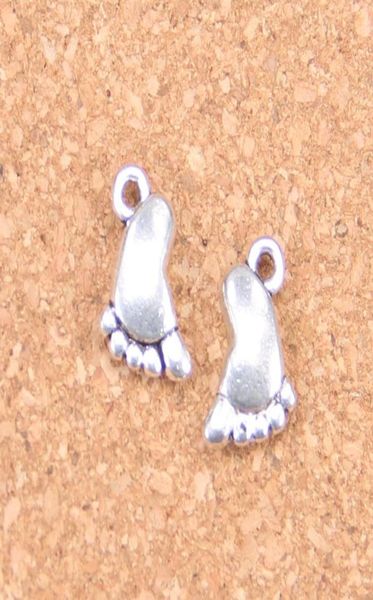 

107pcs antique silver plated bronze plated double sided foot charms pendant diy necklace bracelet bangle findings 1410mm7015474, Bronze;silver