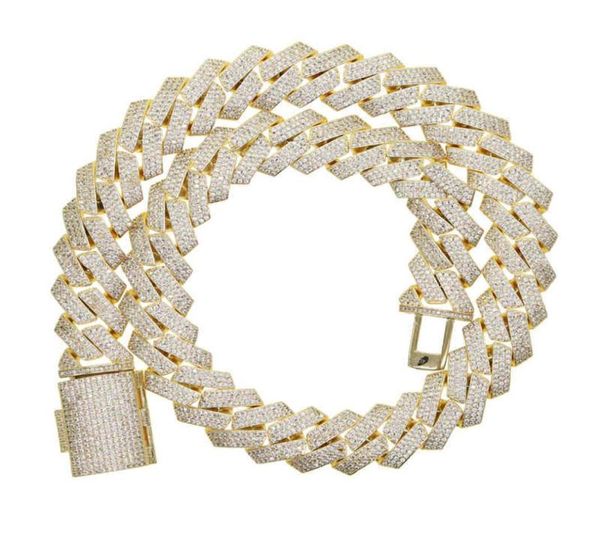 

19mm wide heavy chain iced out bling diamond curb cuban link chain hip hop chain necklace9731338, Golden;silver