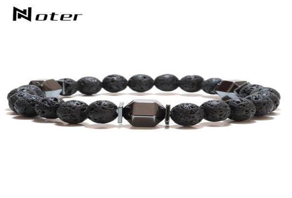 

noter natural lava stone bracelet homme minimalist beaded strand braslet charm hematite braclet yoga jewelry buddha brazalete8975756, Golden;silver