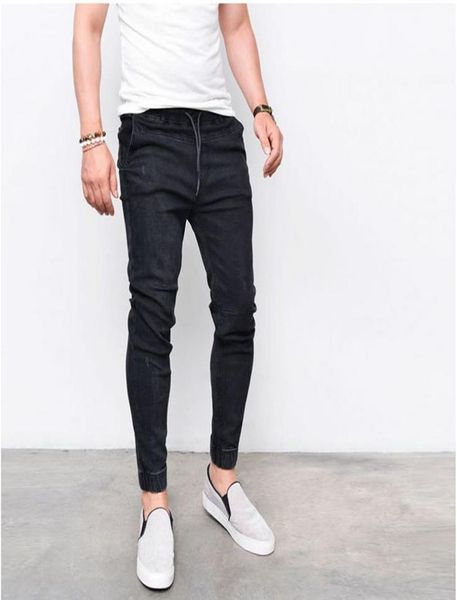 

cysincos 2018 new summer spring long pencil pants casual slim jeans mens fit slim trousers elastic waist male pantalones6916955, Blue