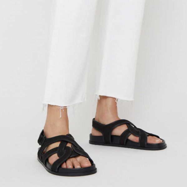 

toteme linen knitting fashion casual 2023 sandals versatile caligae beach shoes women