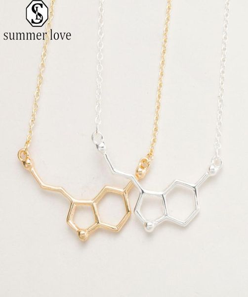 

new arrival chemical molecule necklace unique geometric dainty pendant necklace for women girls gold elegant long chain charm jewe8451734, Silver