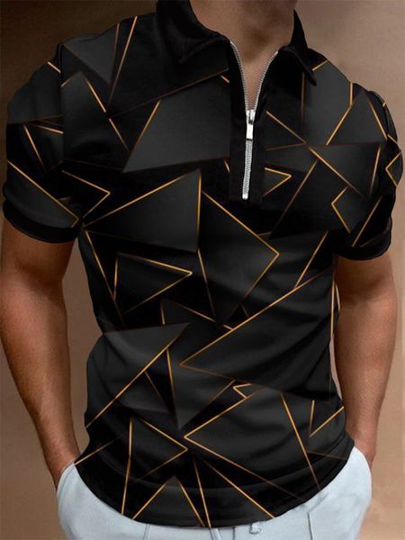 

mens polos summer zipper polo shirt fashion stripe street clothing casual short sleeve tshirt 230720, White;black