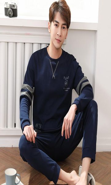 

men039s pajamas set autumn winter leisure elastic waist men sleepwear set cotton men039s long sleeve nightwear loose homewea7345580, Black;brown