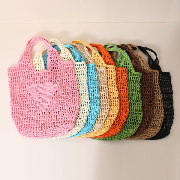 

versatile large capacity hollow straw bag fresh candy color one-shoulder tote woven bag portable women's beach bag
