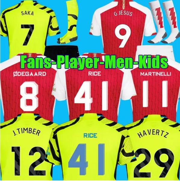 

23 24 g.jesus soccer jerseys rice smith rowe saka thomas martinelli tierney 2023 2024 football shirt men kids kit odegaard sambi fabio vieir, Black;yellow