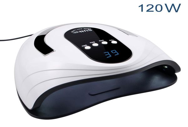 

120w led nail lamp nail dryer dual hands 42pcs led uv lamp for curing uv gel nail polish with motion sensing manicure salon tool8336667