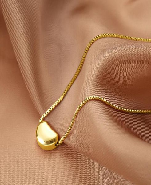 

pendant necklaces simple peach heart necklace for women rose gold stainless steel acacia bean charms clavicle chain neck jewelry g8480228, Silver