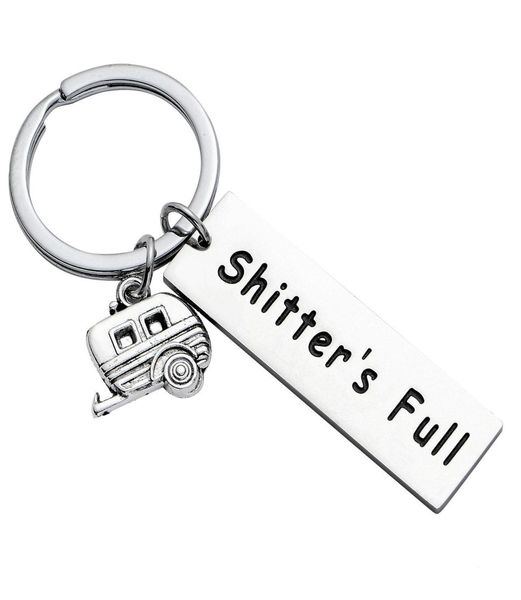 

12pc shitter 039s full stainless steel keyrings happy camper camping trailer charm pendant keychains women men friends party gi1840431, Slivery;golden